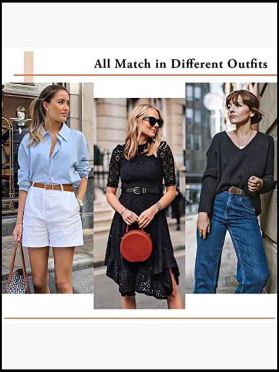 Faux Leather Waist Belt with Gold Buckle for Jeans Dresses Pants main image 6